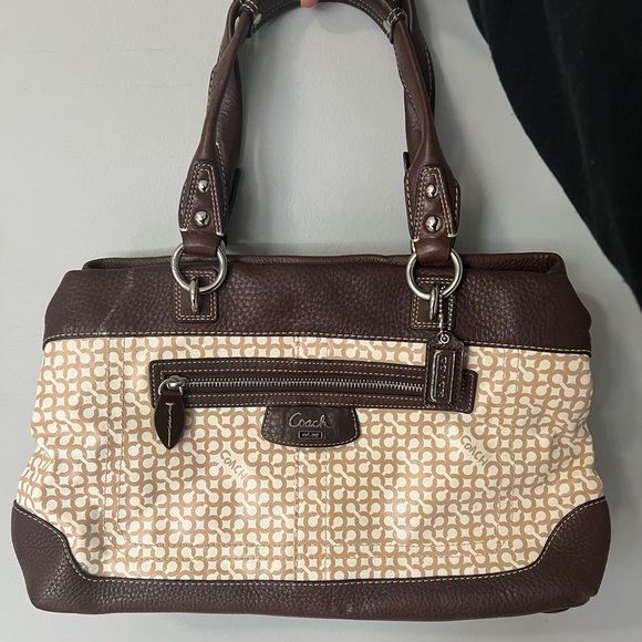 Coach Penelope Op Art Brown Coated Canvas Shoulder Bag - Picture 8 of 13